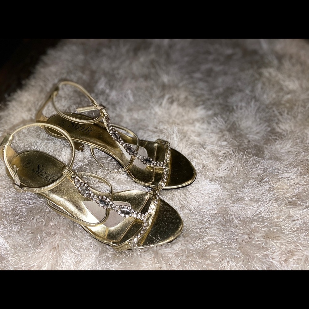 Gold rhinestones heels